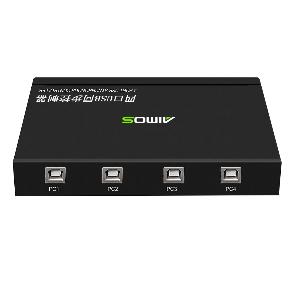 KVM sakelar USB kontrol sinkronisasi, 4 buah Plug and Play Game 4-port KVM pengontrol saklar sinkron USB Hub USB