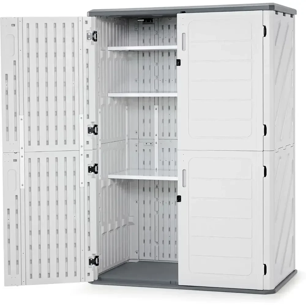 rout 50 Cu.t Plastic Outdoor Storage Cabinet with Shelves, 4.3 x 2.5 t Waterproo Resin Outdoor Storage Shed with loor, Lockable
