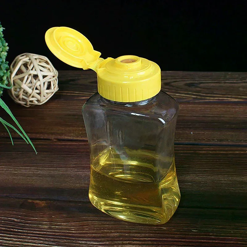 Plastic Honey Squeeze Bottle Condiment/Ketchup Dispensers Flip Cap Refillable Syrup Jars Leakproof Containers Squeezable Bottles