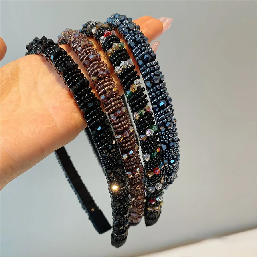 

2pc Fashion Vintage Advanced crystal Hairband for Women Girls Elegant Korean Hair Hoops Headband Accessories