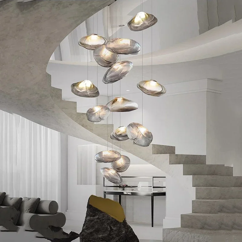 Nordic Cloud Pendant Lights Glass Ball Dimmable for Showroom Conference Hall Villa Stair Chandelier Home Decor Hanging Fixture