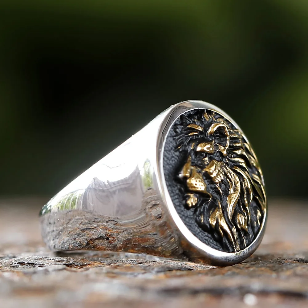 2024 Vintage New Fashion 316L Stainless Steel 3D Lion Head Ring High Polished Męska biżuteria dla zwierząt Hurtownia — zdjęcie 5