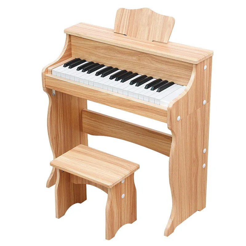 New Kids Preschool 25 Keys Digital Electronic Musical Instrument Toys Wooden Baby Grand Piano With Stool Seat