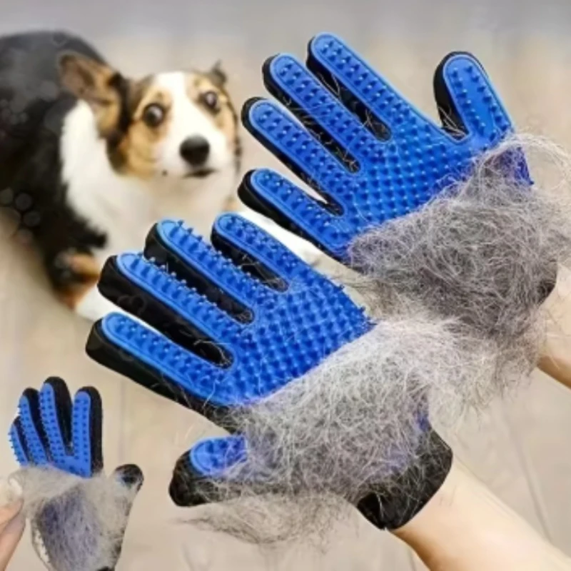 Gants en caoutchouc pour enlever les poils d'animaux, pour chats, outil de massage efficace, outil de toilettage, nettoyage facile, accessoires de soins pour animaux de compagnie pour la maison et les voyages