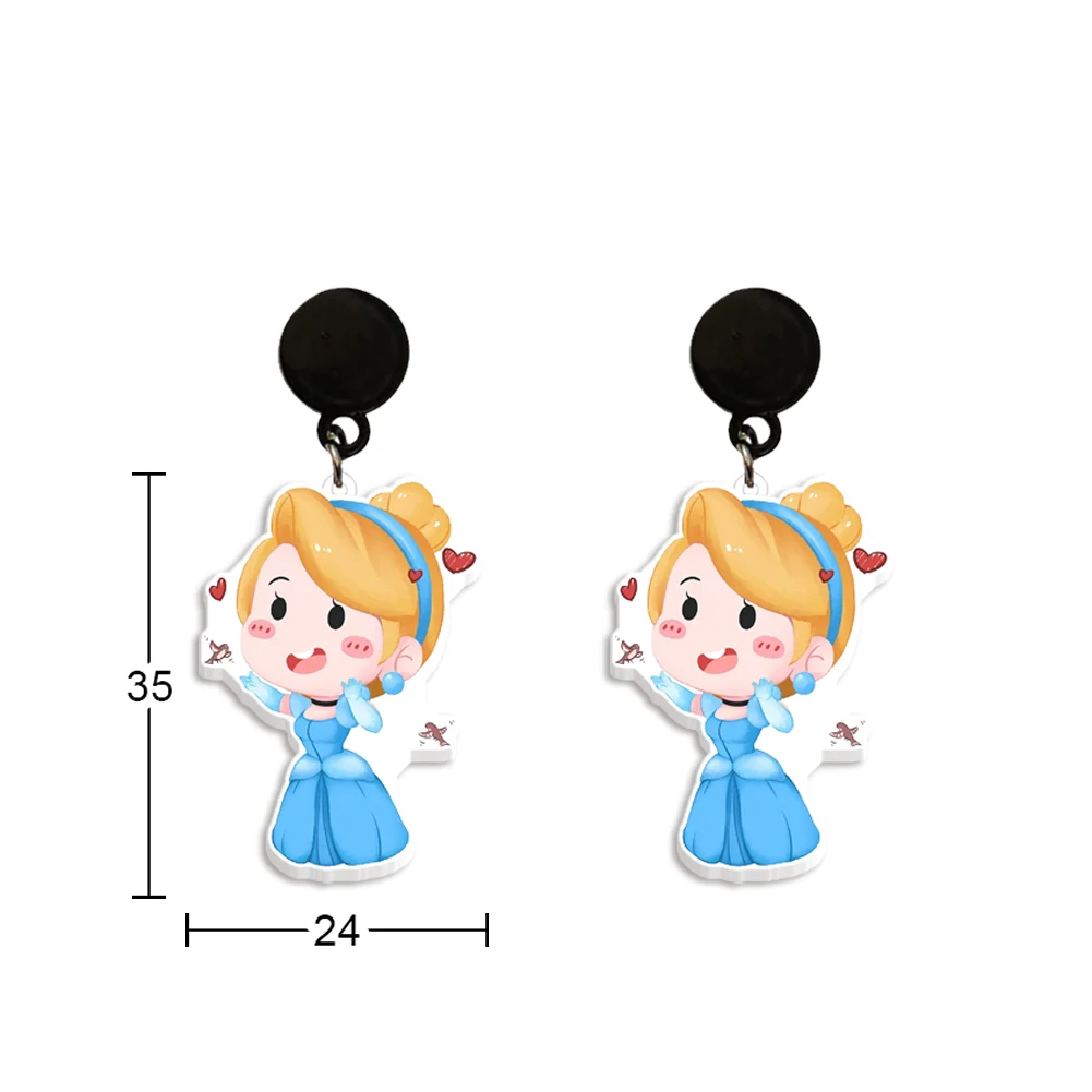 Lovely Disney Many Princess For Women Girls Beautiful Item Jewelry Special Gifts Acrylic Cute Hanging Pendants Stud Earrings