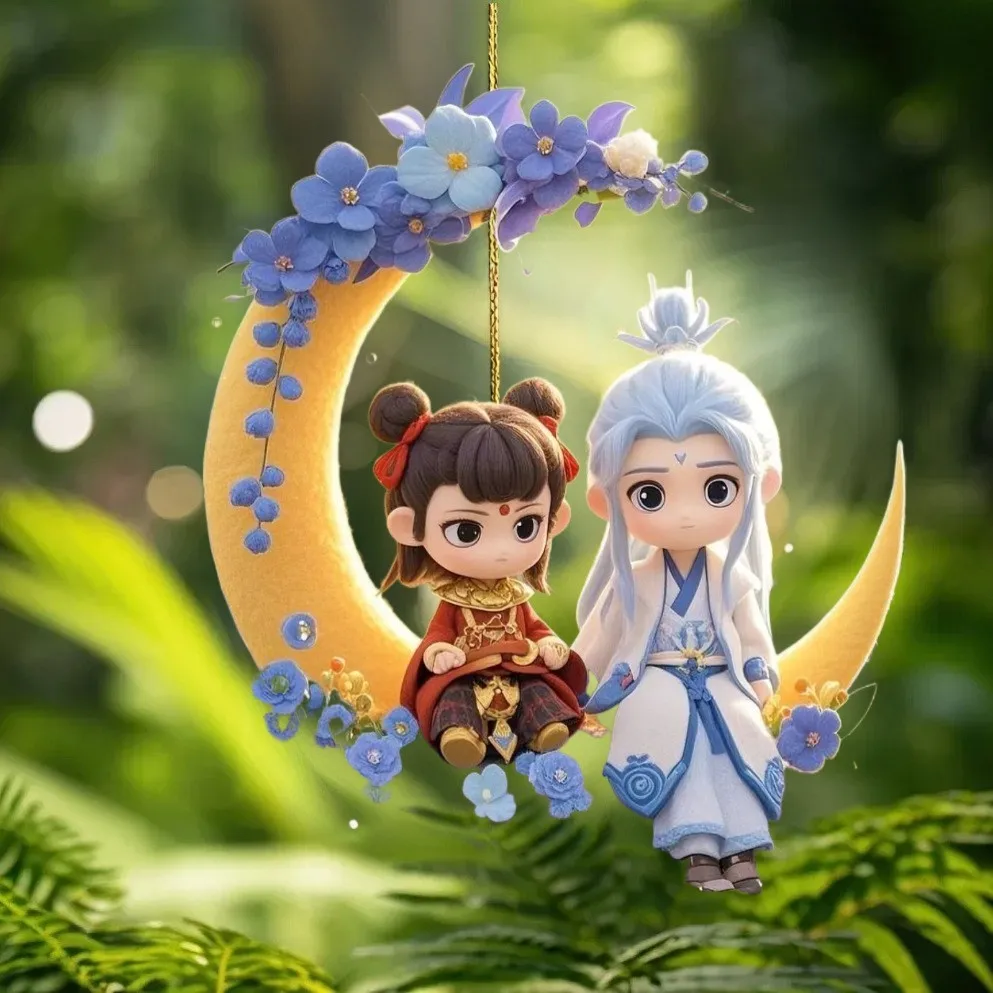 

1/7PCS Ao Bing Nezha Acrylic Keychain Backpack Accessory Car Key Charm Backpack Decoration