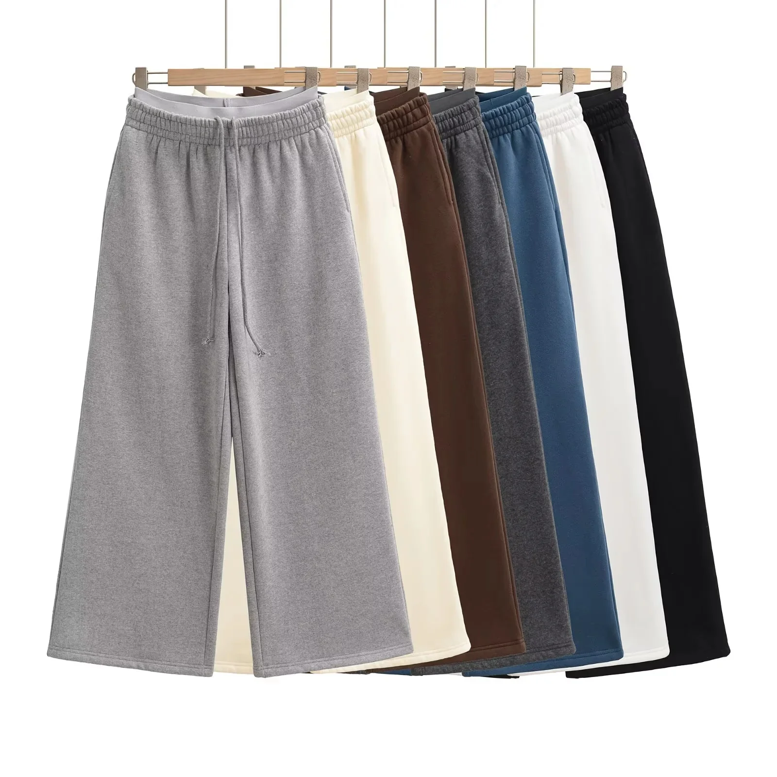 

American Sle Spicy Girl Fce Lined Casual Pants Women's High Waist Wide Leg Long Trousers Autumn Winter New Lazy Sle Ve...