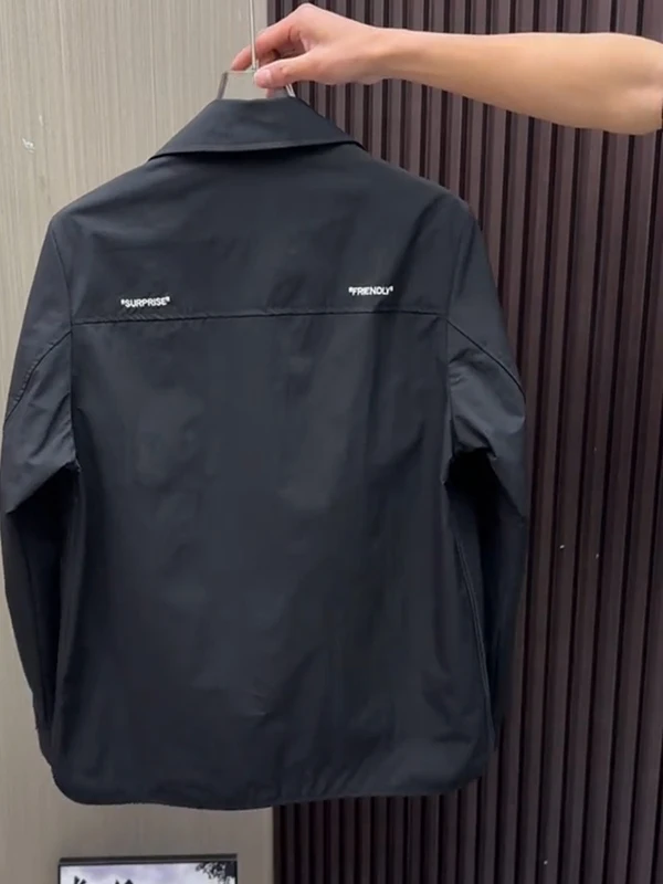 

Slim Fit Collared Jaet Men's Casual Faionable Sli Spring Busin Apparel Polyester Fabric Long Sve Stand Sle