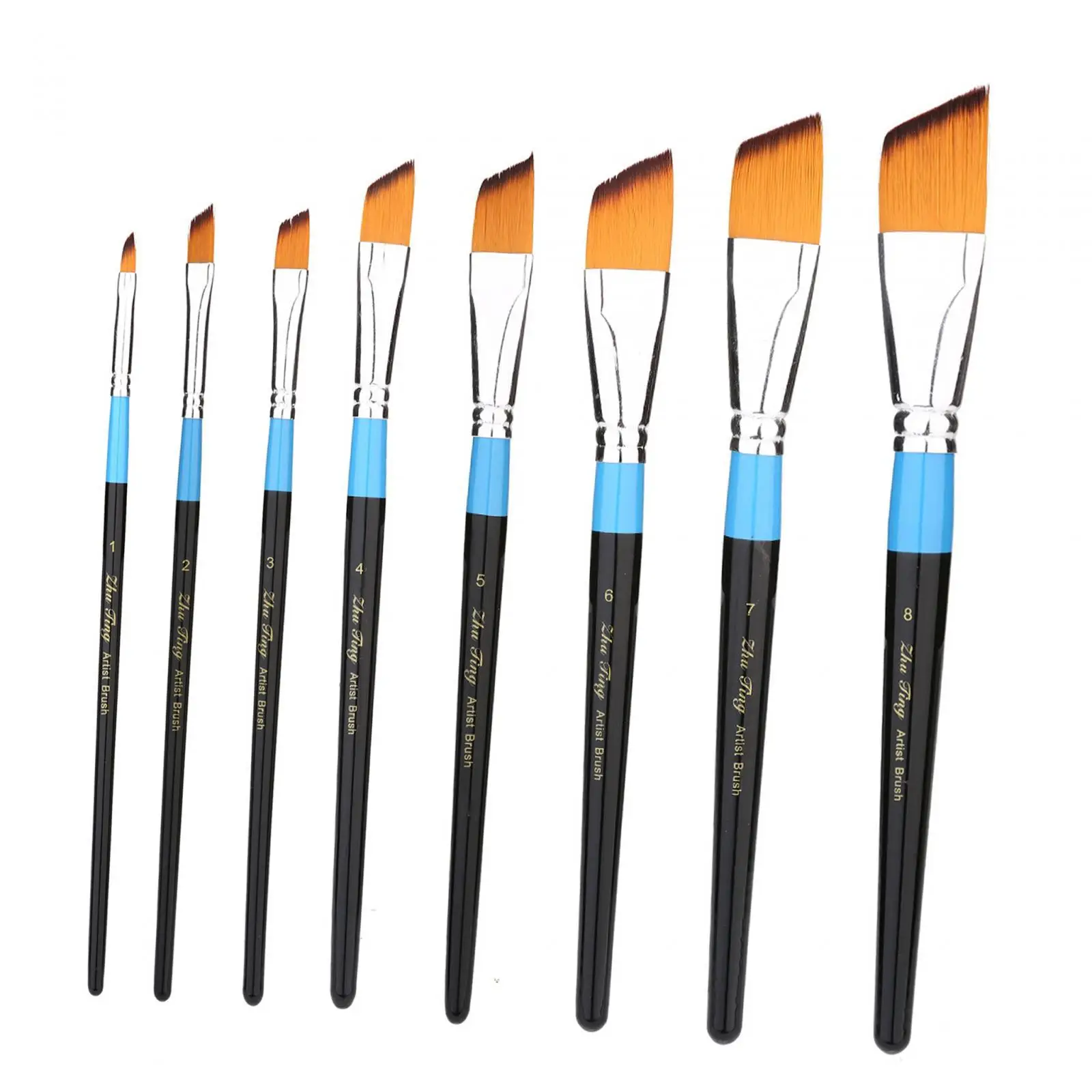 8 Stück Pinsel Set Professional auf Leinwand, Holz, Gesicht und Modelle Nylon Haar Pinsel für Gouache Öl Aquarell Malerei