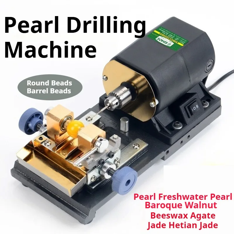Profissional pérola grânulo máquina de perfuração pequeno desktop pedra preciosa jasper ferramentas elétricas pulseira elétrica grânulo buraco ferrame