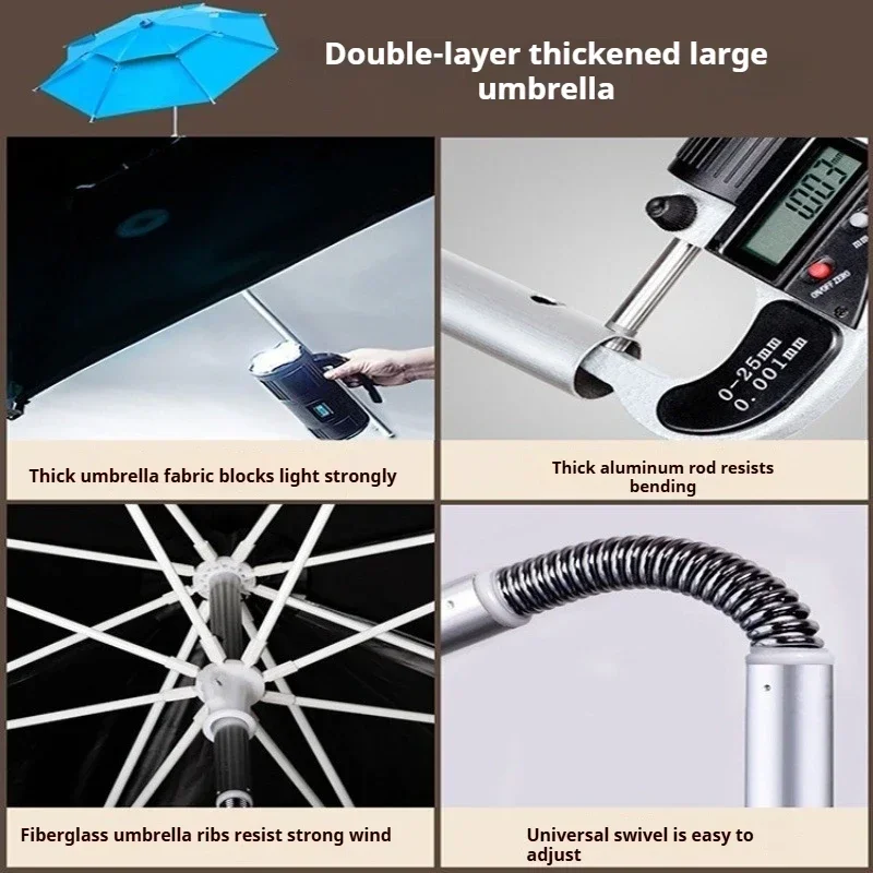 Universal Foldable Large Beach Umbrella 2m-2.6m Sunscreen UV Resistant Rainproof Outdoor Fishing Umbrella