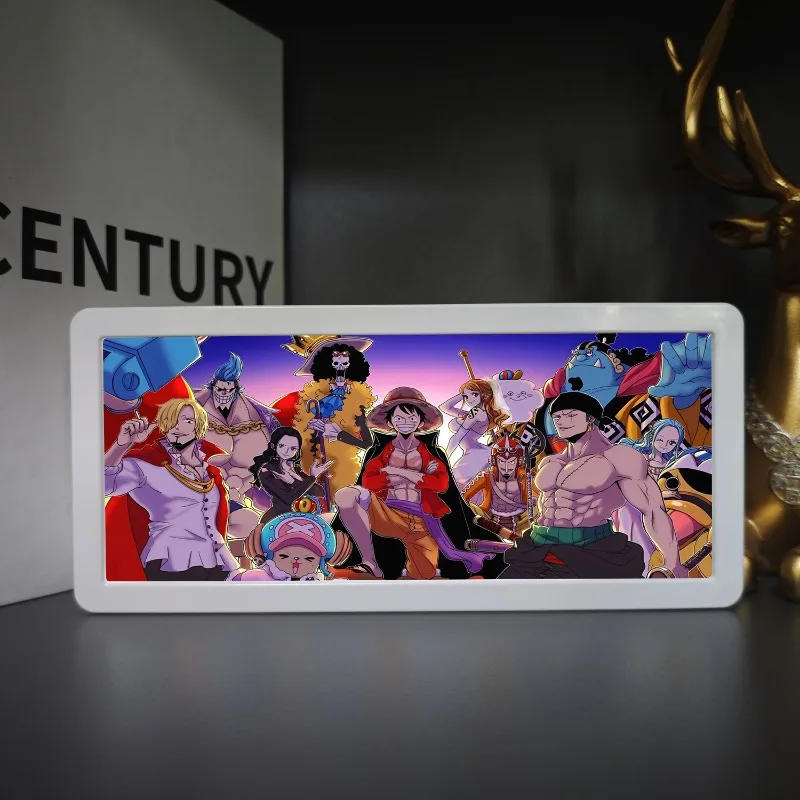 Anime One Piece Rufy Luce notturna per camera da letto Lampada da comodino Decorazioni Cartoon Zoro Pittura 2D Ornamenti di illuminazione Regalo di compleanno