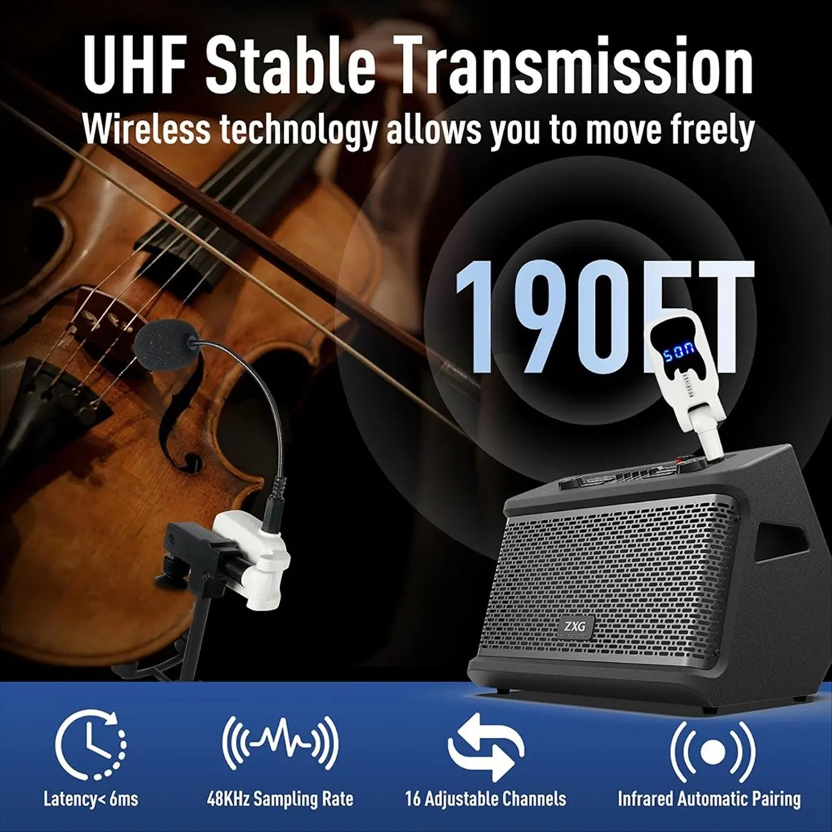 

Top Wireless Microphone Pickup Instruments Microphone,Violin,Saxophone Microphone,U-Band Wireless Receiver Transmitter Red