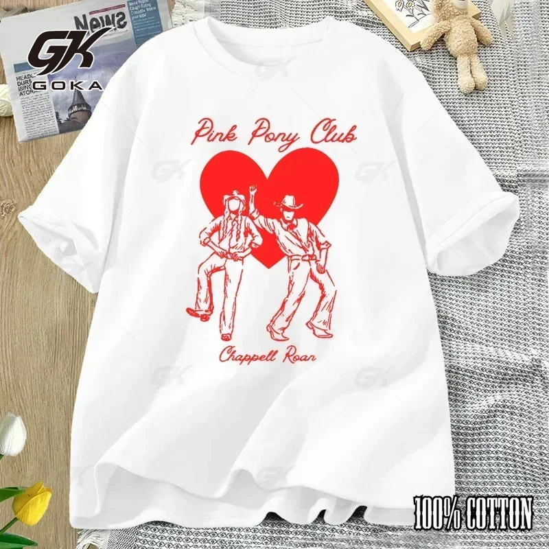 Chappell Roan Pony Club T Shirt Hipster Print T-shirt Cotton Women Men Short Sleeve T Shirts 90s Streetwear Womans Clothing