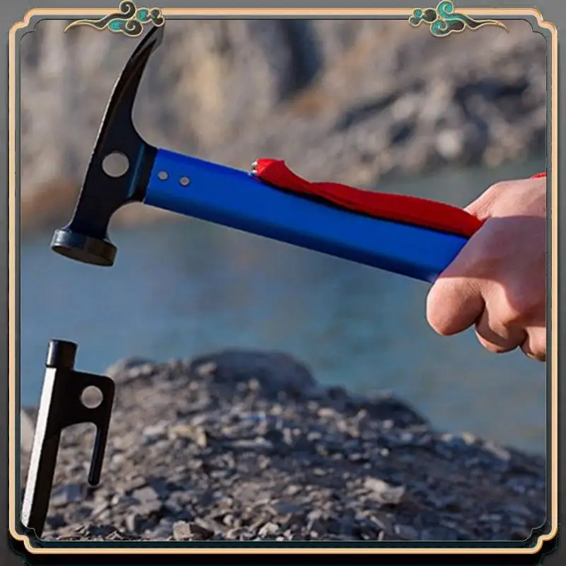 

1 PCS Outdoor Camping Tent Nail Hammer Blue Mountain Climber Multi-Functional Mountaineering Fishing Pile Nail Remover Hammer
