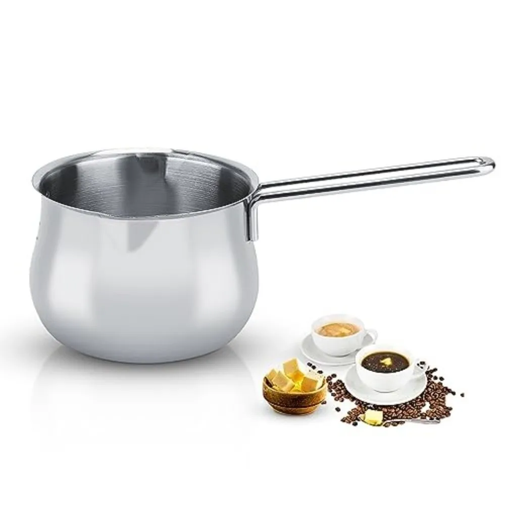 

High Quality 304 Stainless Steel Milk Pan Non-stick Durable Single Hand Pot with Spout Butter Melting Pot Milk Warming