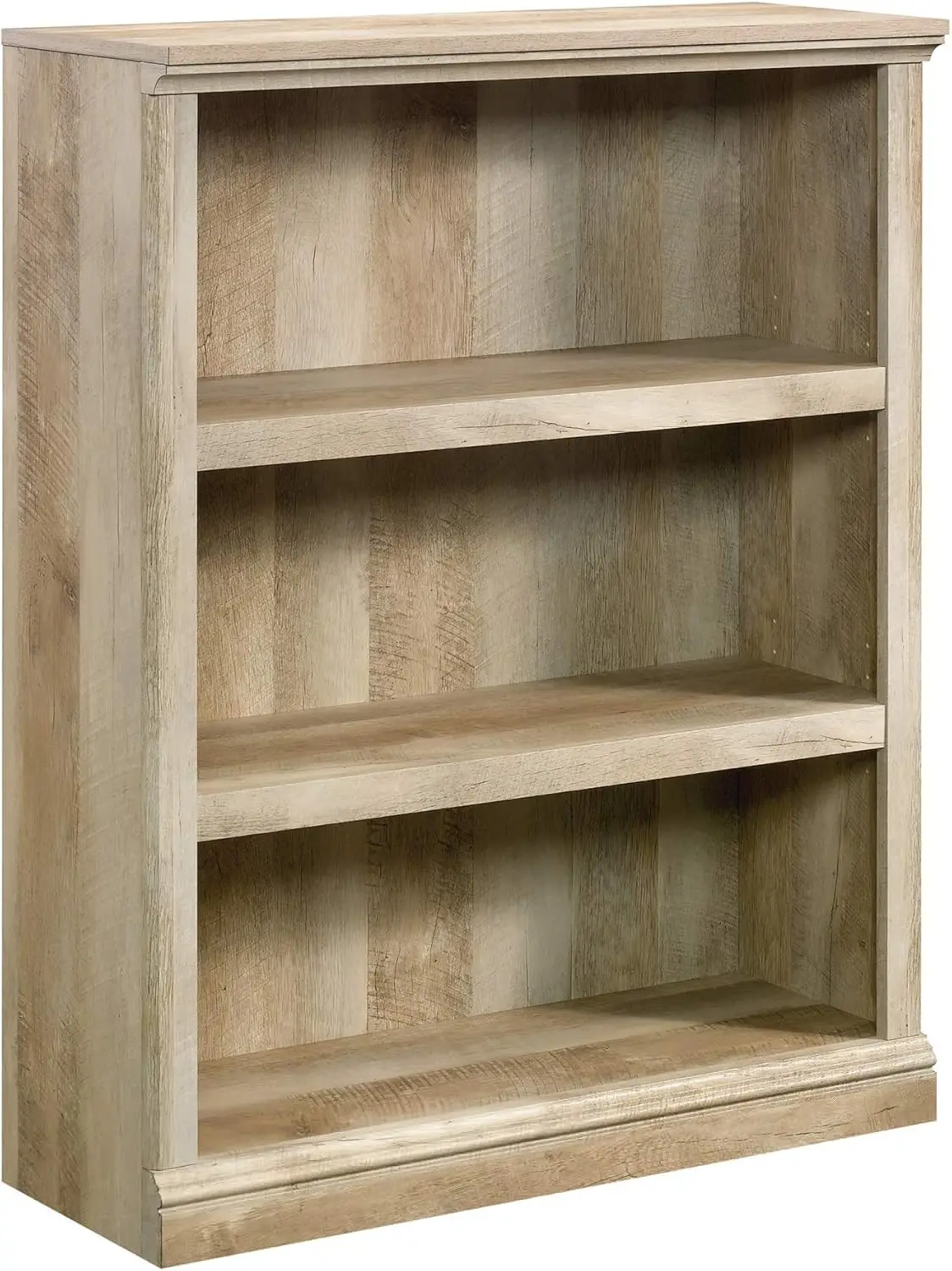 3-Shelf Bookcase with Adjustable Shelves, Lintel Oak Finish, Easy Assembly