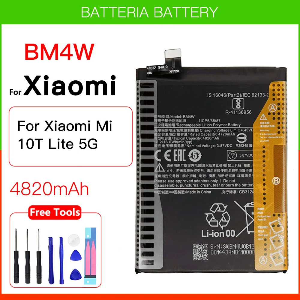 Genuine High Qulity BM4W 4820mAh Battery For Xiaomi Mi 10T lite 5G Batteries Bateria+ Free Tools Fast Shipping