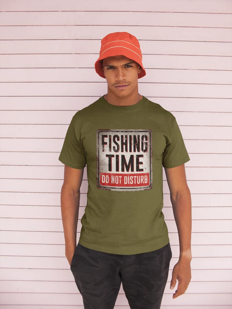 Fishing Time Do Not Disturb Warning Sign Mens T shirt (Tee)