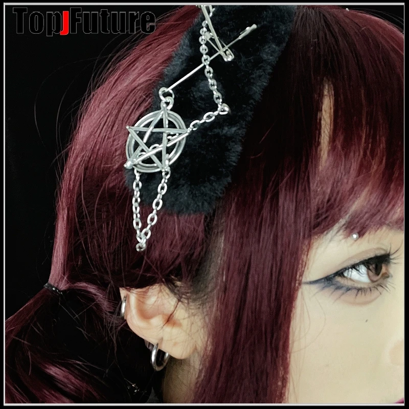 Women Harajuku Y2K Girl Gothic Lolita Willow nail Punk Hairpin Headdress Hair Pins Furry Hair Clip hairclip accessorie