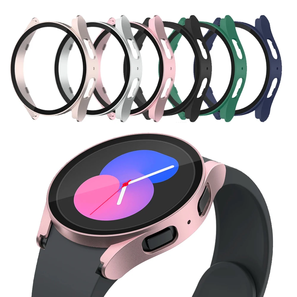 Tempered Glass Watch Case for Samsung Galaxy Watch4 5 6 44mm 40mm All Coverage Protecter Bumper Cover for Galaxy Watch 5 6 Shell