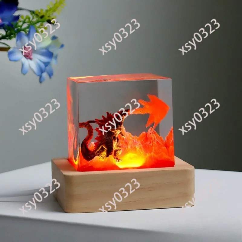 Creative Cube Resin Night Light Modern Home Office Study Decor Craft