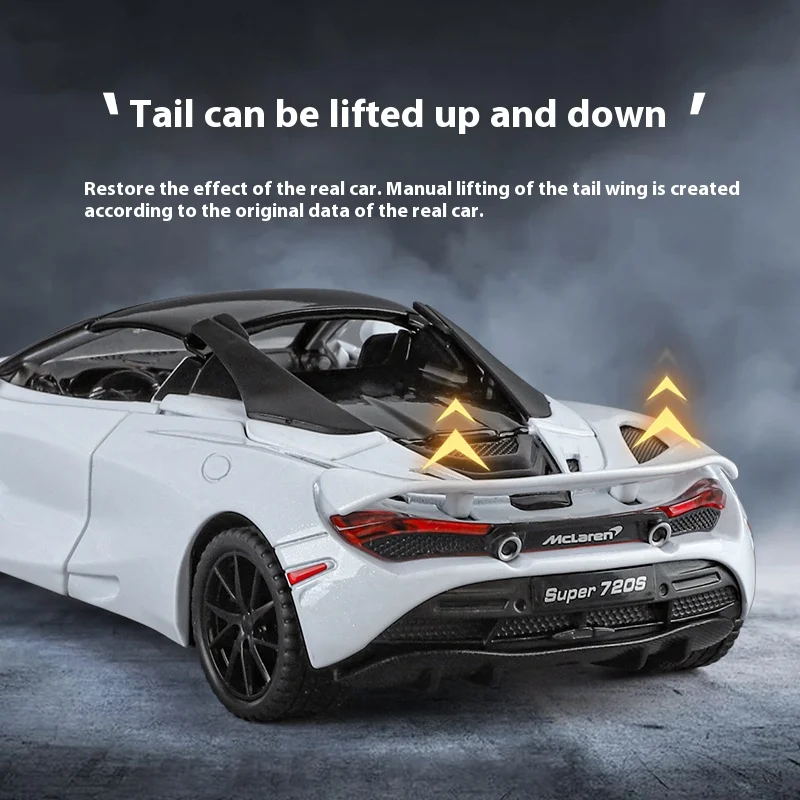 1:32 McLaren 720S car model simulation sound and light bring back to pull forward children's toy car birthday gift Christmas