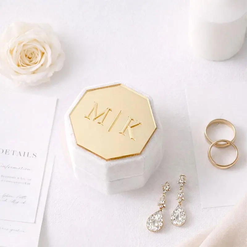 

Custom Engagement Ring Box Personalized Acrylic Topper Engagement Velvet Ring Box Double Triple Slot Wedding Gifts Gifts for Her