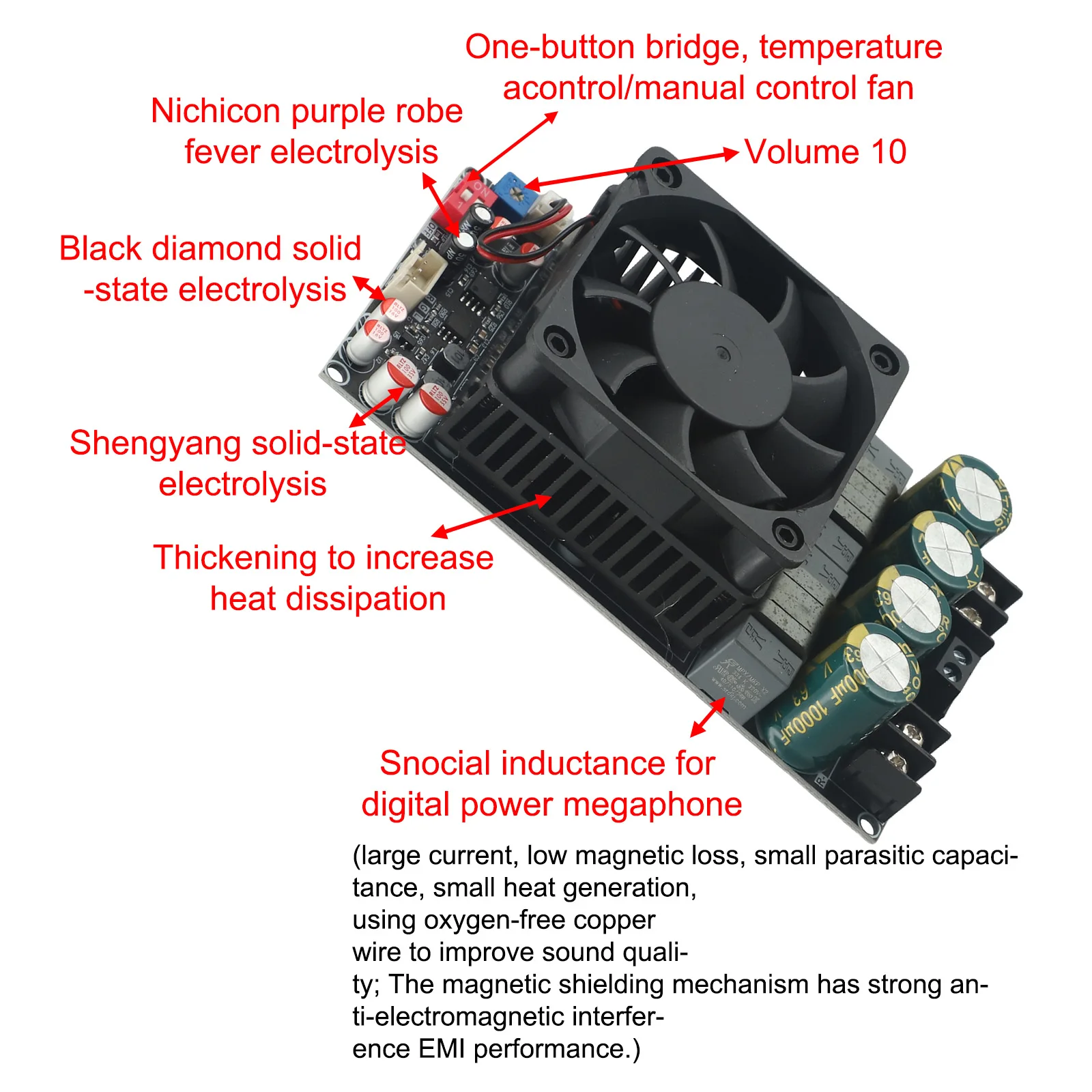 

TPA3255 Chip Megaphone 300W Dual Channel Megaphone Home Audio Systems 300W + 300W Dual-channel Output Advanced TPA3255 Chip