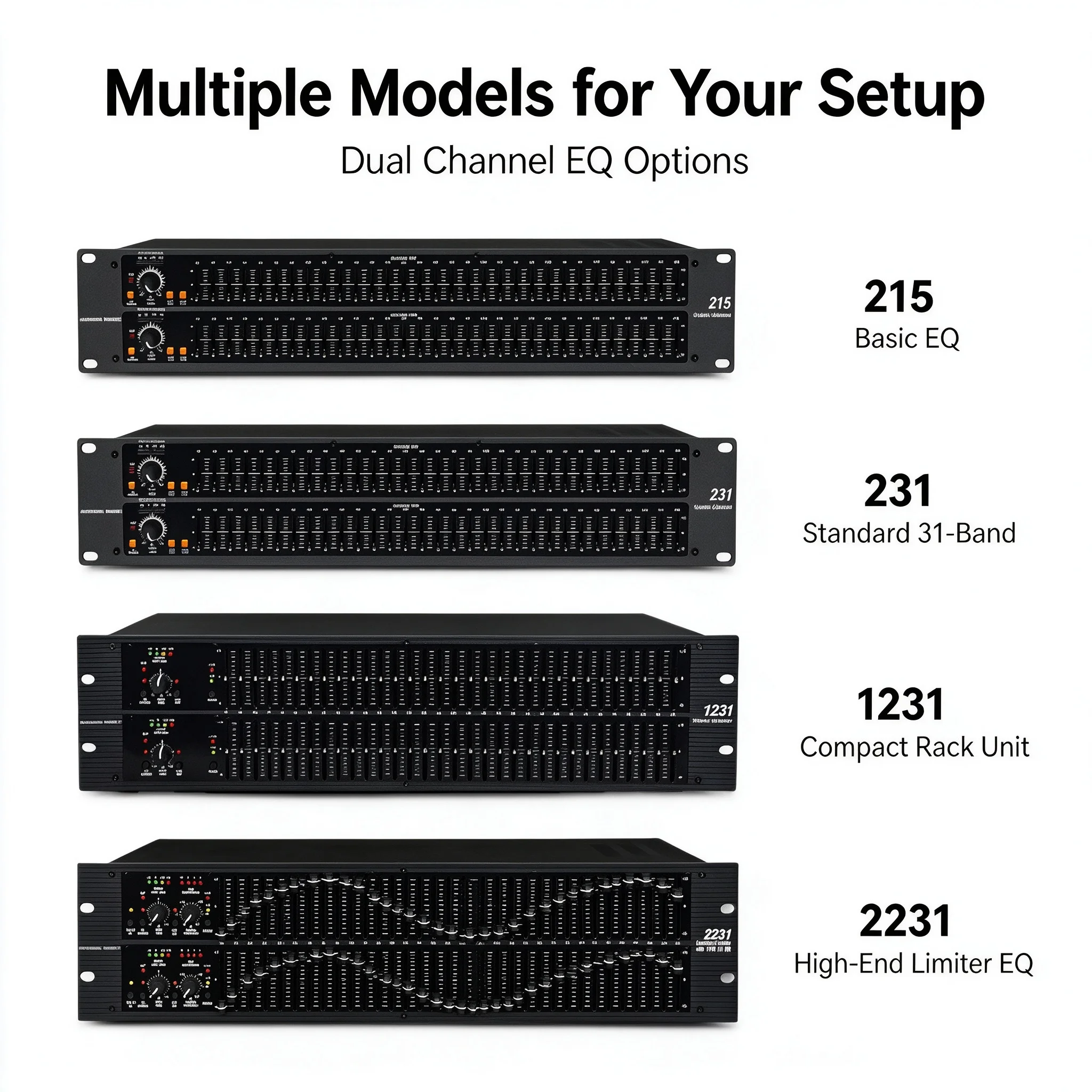 2231 Dual Channel 31-Band Graphic Equalizer Professional Audio EQ for KTV Stage Bar Live Sound Rack Mount XLR 6.35mm Interface