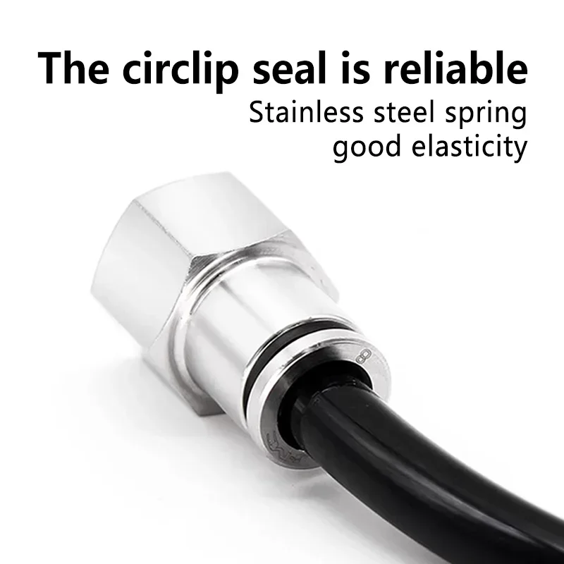 304 Stainless Steel PCF Pneumatic Connector, Female Thread Straight Quick Release Joint, Air Hose Fitting, 4/6/8/10/12mm