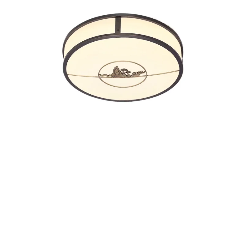 

New Chinese-style bedroom full copper creative romantic simple modern round main room ceiling light