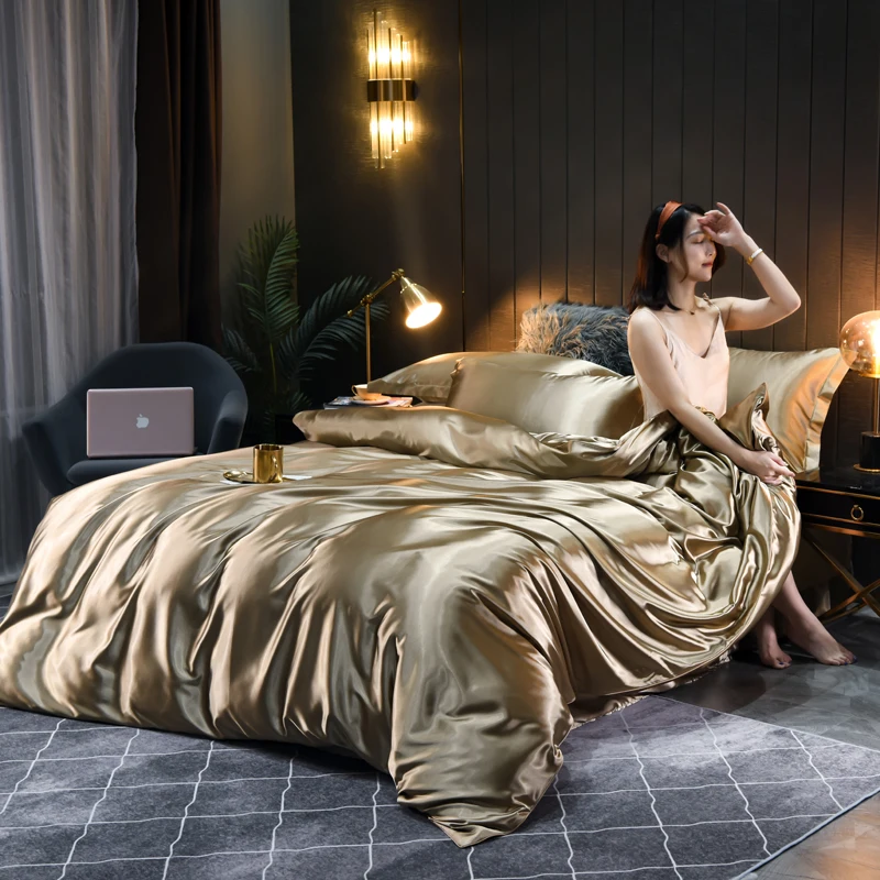 2025 Luxury - Inspired Washed Silk Bedding Set, Pure Solid, Tencel - Infused, for 1.2m - 2.0m Sleep Spaces to Create a Haven