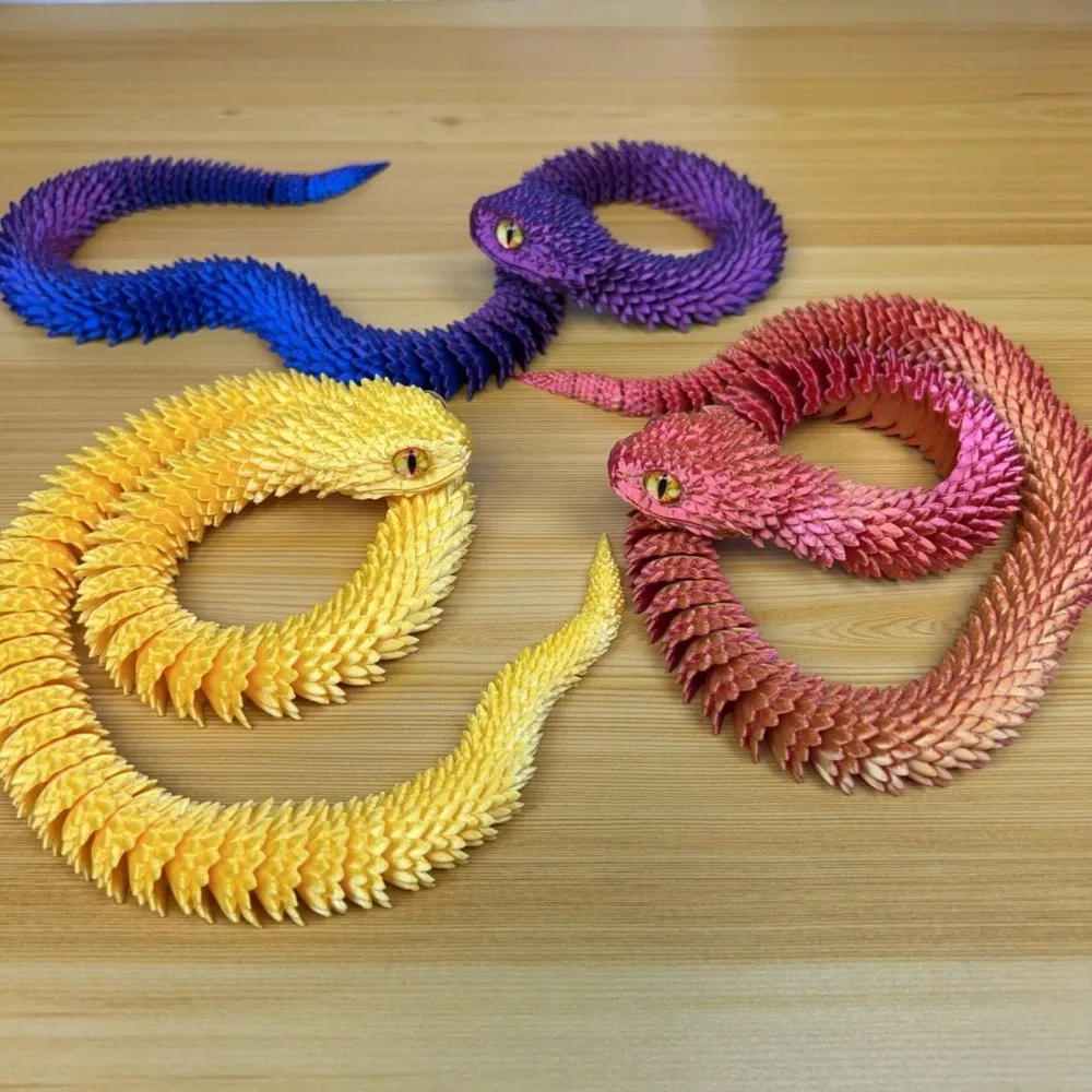 New 60cm Viper specimen movable 3D printed movable plastic Viper figure animal jewelry ornaments boys and children toys gifts