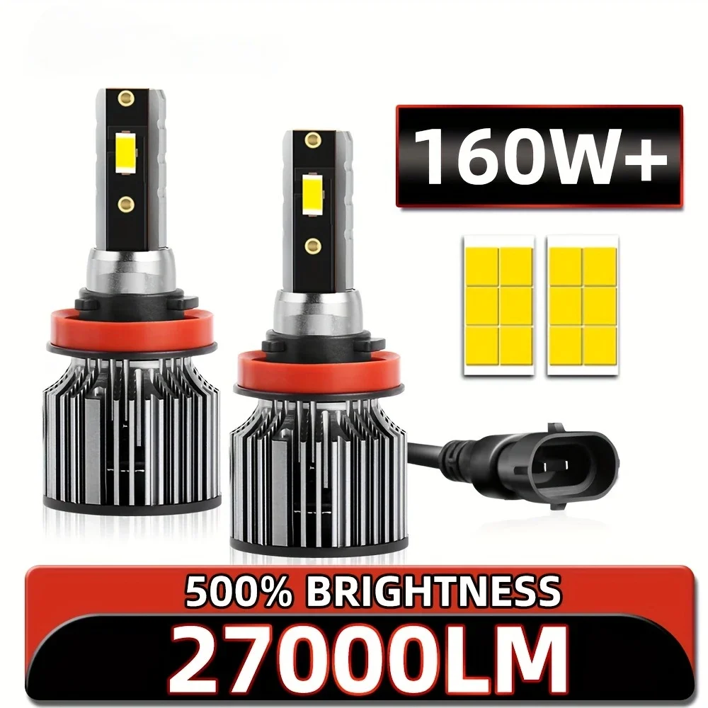 Car LED Headlight Bulbs Ultra-Bright 27000LM CSP Chip Technology 6500K White Light Easy Install Fits Most Vehicles Auto Headlamp