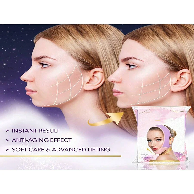 V-Shaped Face Lift Tape Facial Bandage, Soft Firming Chin Bandage V-Shaped Face Bandage, Chin Lift Mask Beauty Band Tool