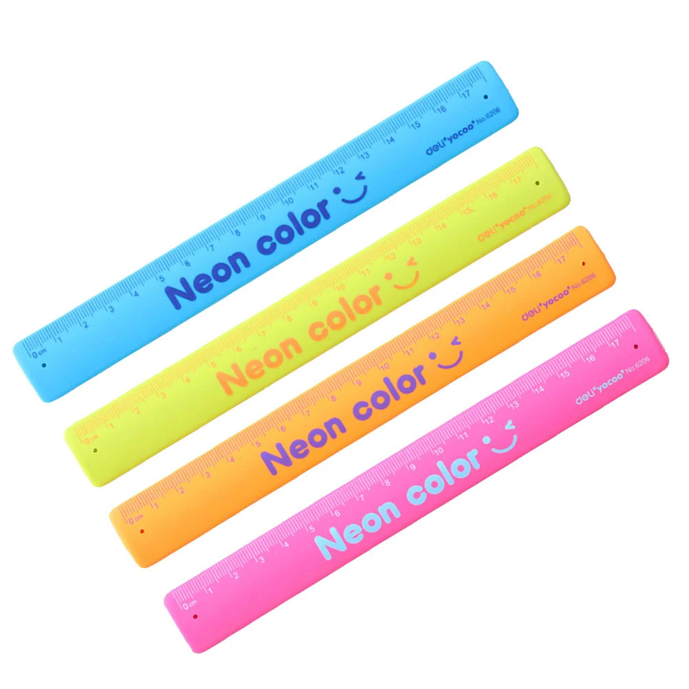 4 Pcs Flexible Ruler Measure Tools Folding Straight Bracelet Bouncing Earth Tones