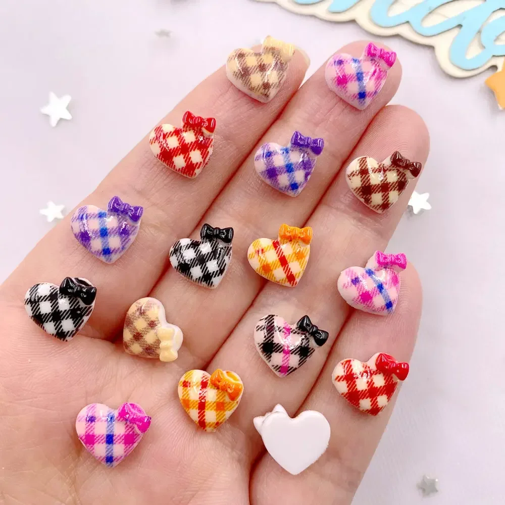 50Pcs Mixed 10mm Grid Bowknot Heart LOVE Nail Art Flat back Rhinestone Bead Scrapbook DIY Manicures Appliques Accessories Crafts