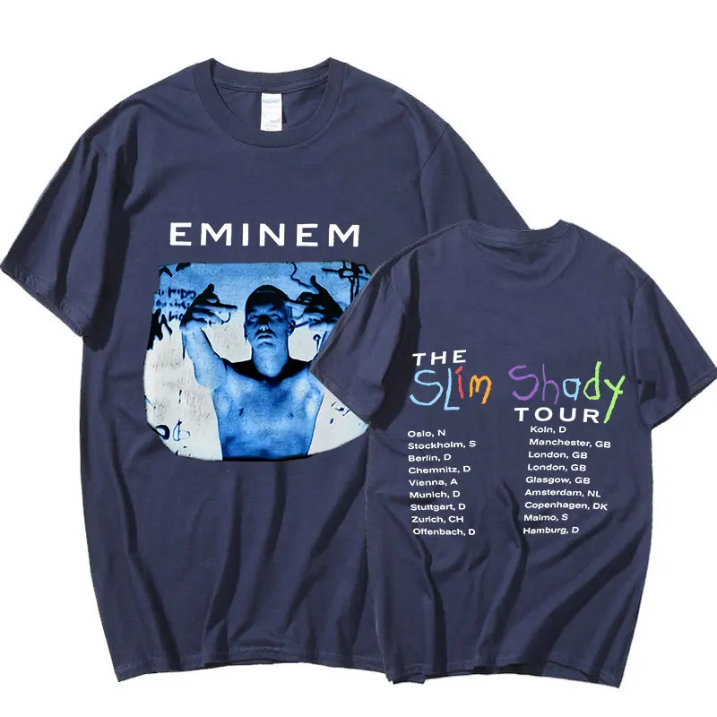 Vintage 1999 Eminem Slim Shady Tour New Print T Shirts Man Short Sleeve T-Shirt Top Tee Shirt Plus Size Hip Hop Streetwear