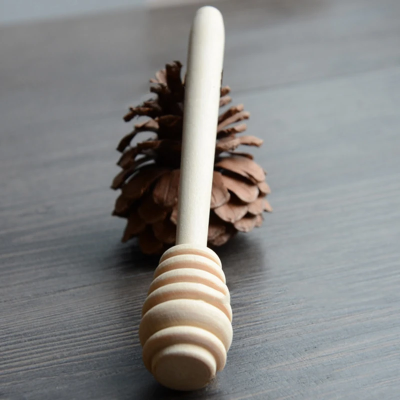 1000 Pieces Natural Schima Wood Honey Stick 14cm Eco-Friendly Paint-Free Solid Wood Honey Dipper Waxless for Kitchen And Home