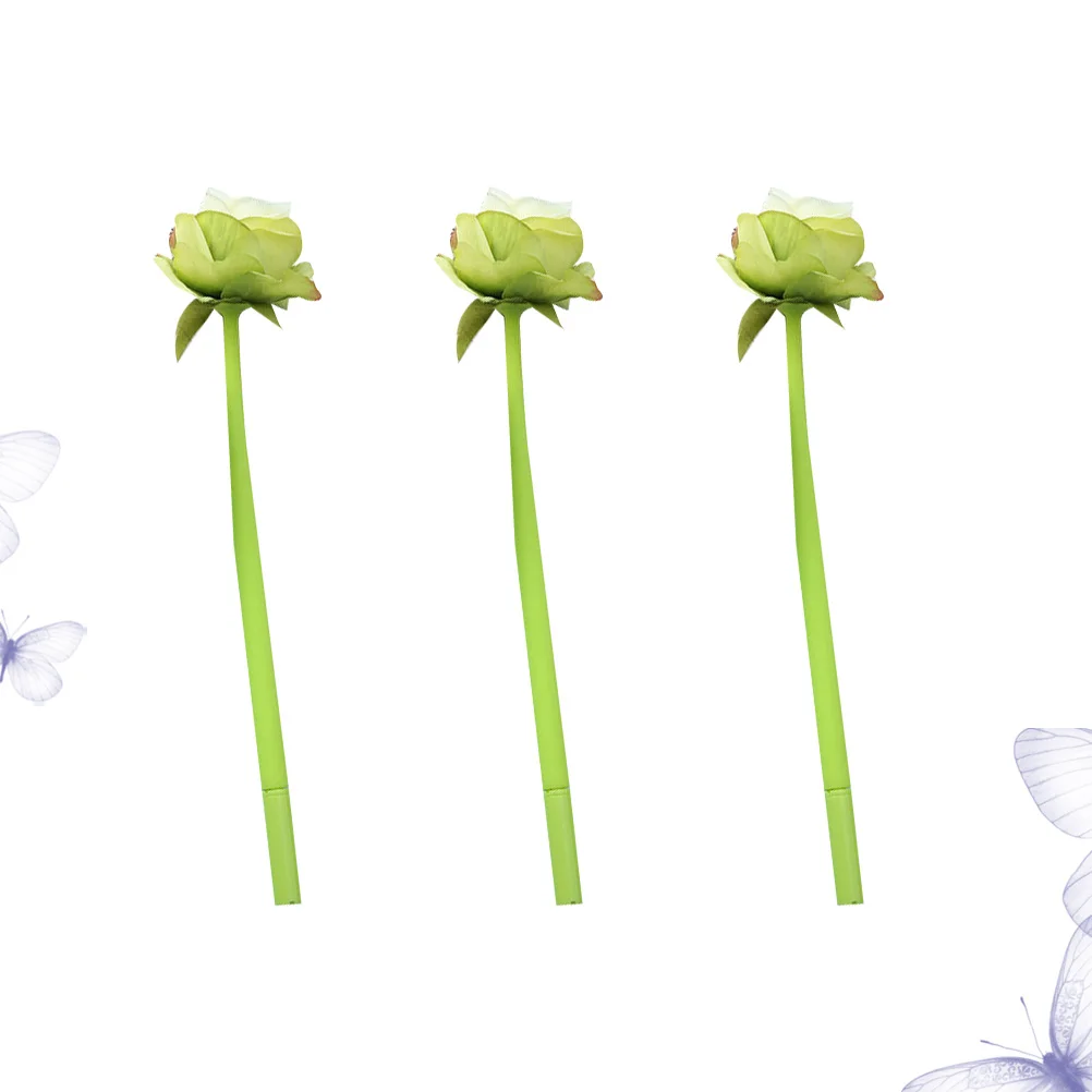 3 шт., 0,5 мм, гелевая ручка в форме розы, милая ручка, креативные романтические ручки для письма для домашнего офиса, школы (синие чернила)