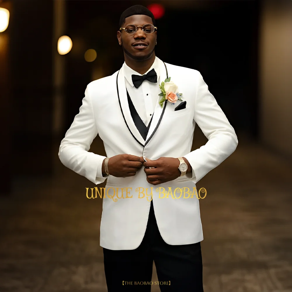 Men's wedding 3-piece suit (jacket+vest+pants) shawl lapel blazer engagement groom birthday graduation prom party custom tuxedo