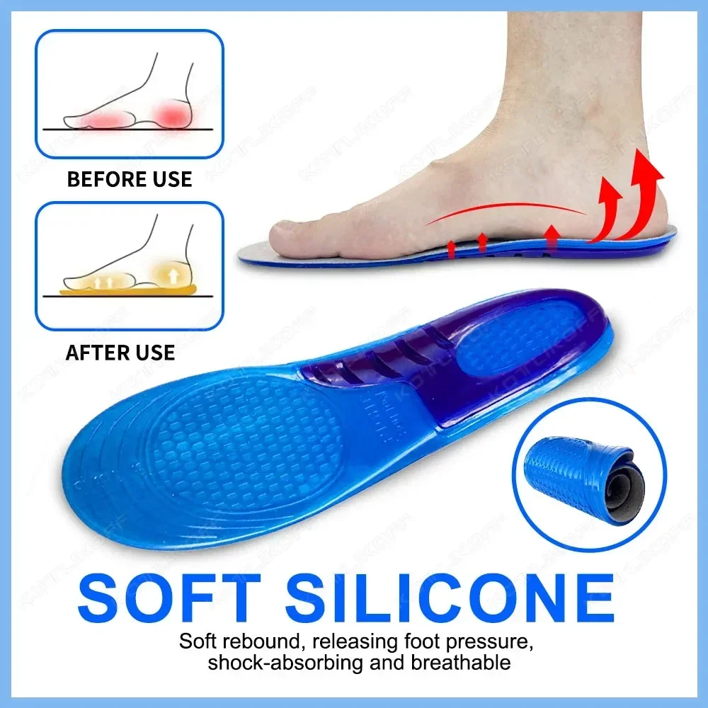 Silicone Gel Insoles For Shoes Soft Shock Absorption Sport Shoes Sole Anti-slip Template For Man Women Foot Care Inserts