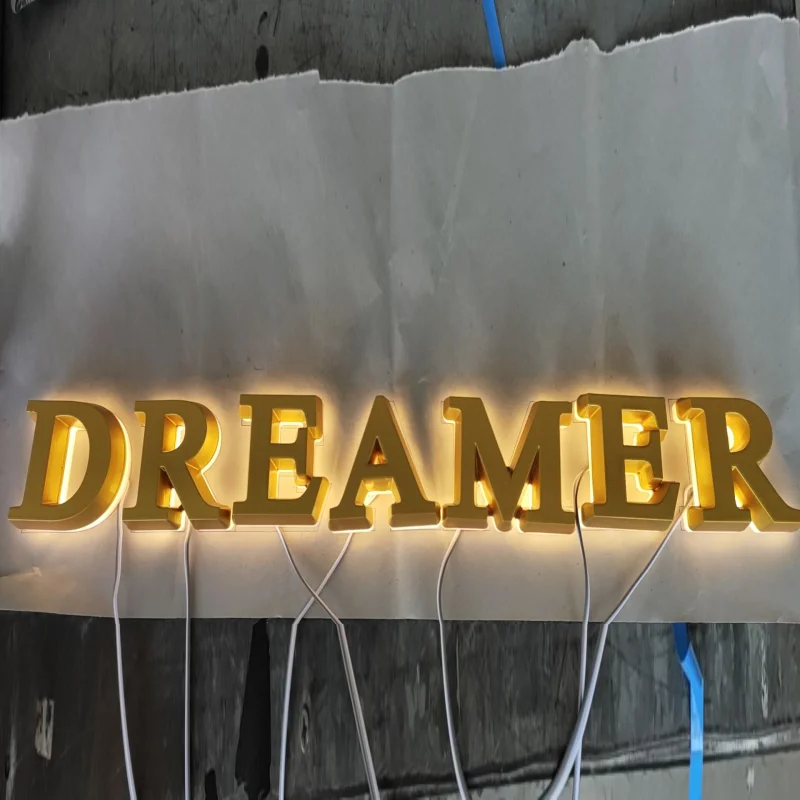 Mini letras LED acrílicas 3D hechas a medida, letreros de tienda, letras LED acrílicas iluminadas en la parte trasera, letreros de negocios para