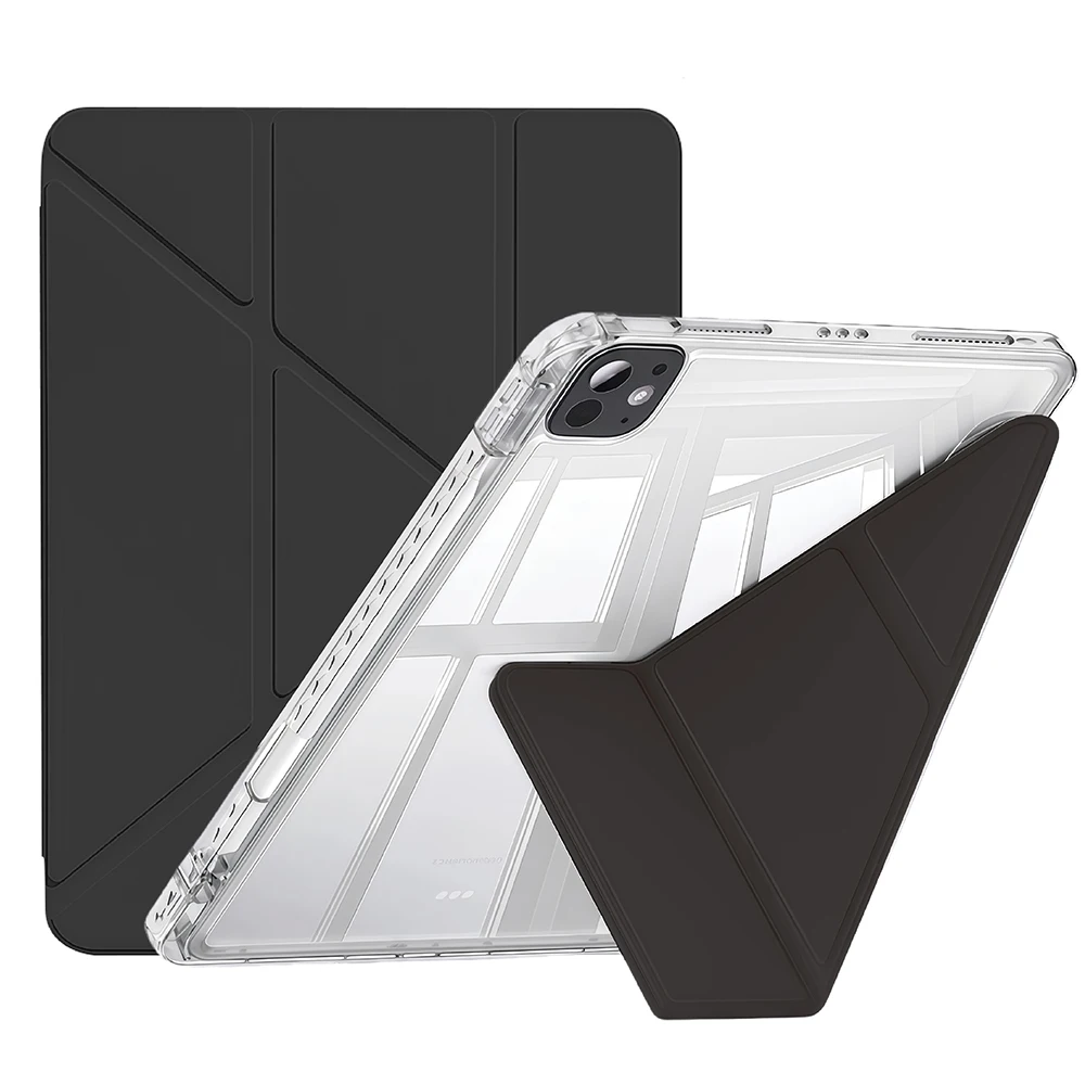3+Y-fach faltbare, transparente Tablet-Hülle für iPad Air 13 Zoll 2024 M2, magnetischer Ständer, Acryl-Rückseite für Air 13 2025 M3
