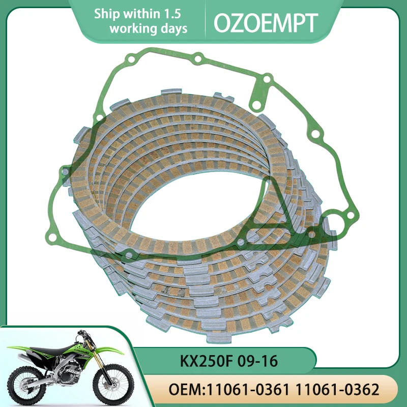 

OZOEMPT Motorcycle Clutch Disc Set And Cover Gasket Apply To KX250F 09-16