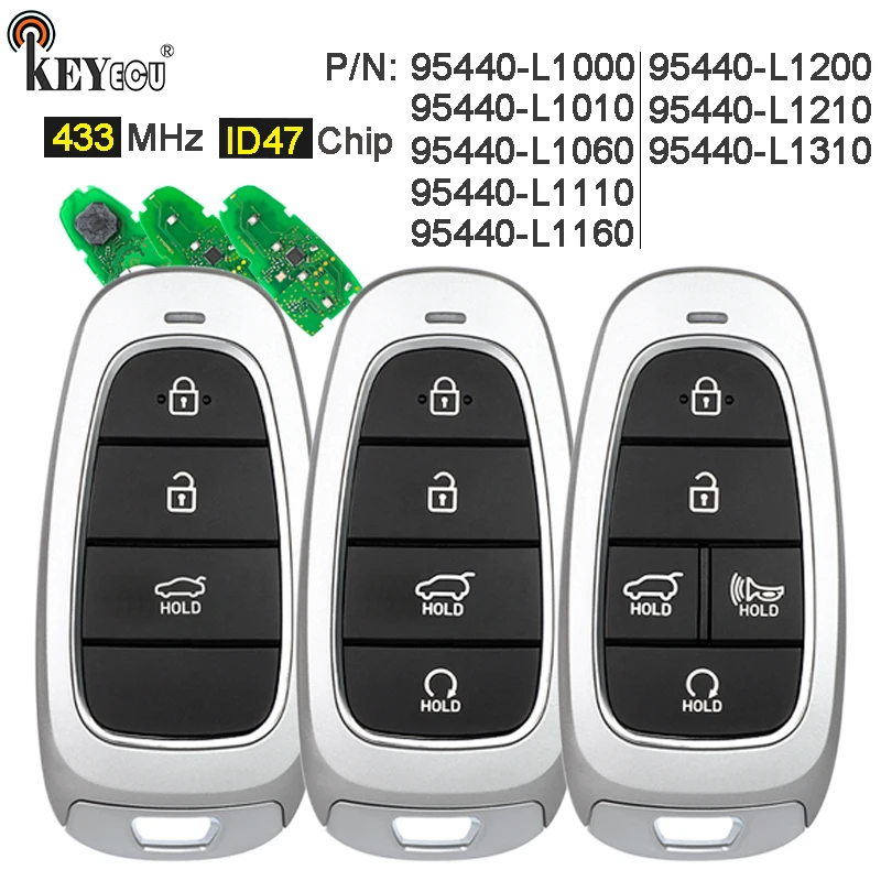 

KEYECU 433MHz ID47 Chip 95440-L1200 / L1000 / L1210/ L1310/ L1010 Keyless-Go Smart Remote Key Fob for Hyundai Sonata 2019-2023