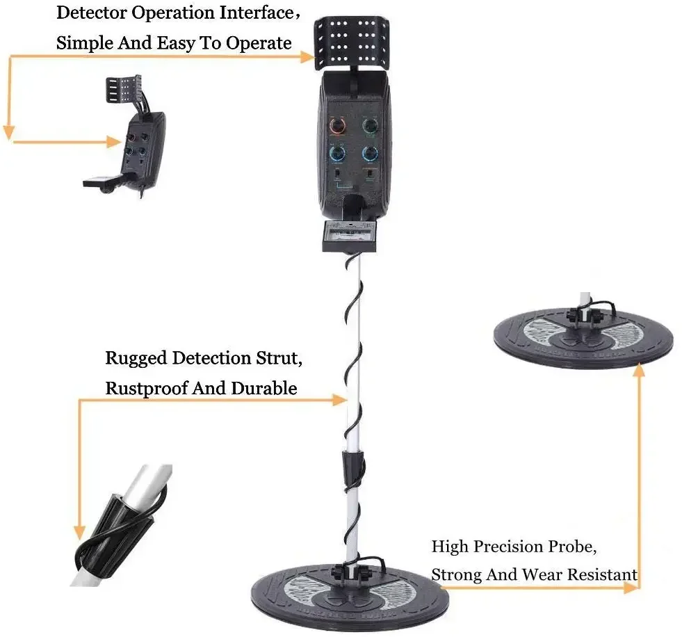 Professional Portable Underground Metal Detector MD-5008 Handheld Treasure Hunter Gold Digger Finder MD-5008 3.5m Depth 2 Coils