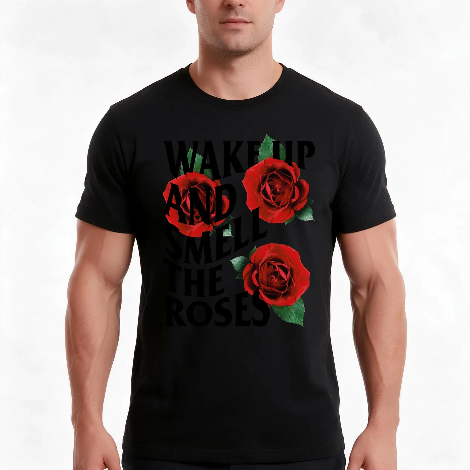 wake up and smell the roses white T-Shirt Summer Casual Cotton Tee Oversized Streetwear Tops Vintage Graphic Print