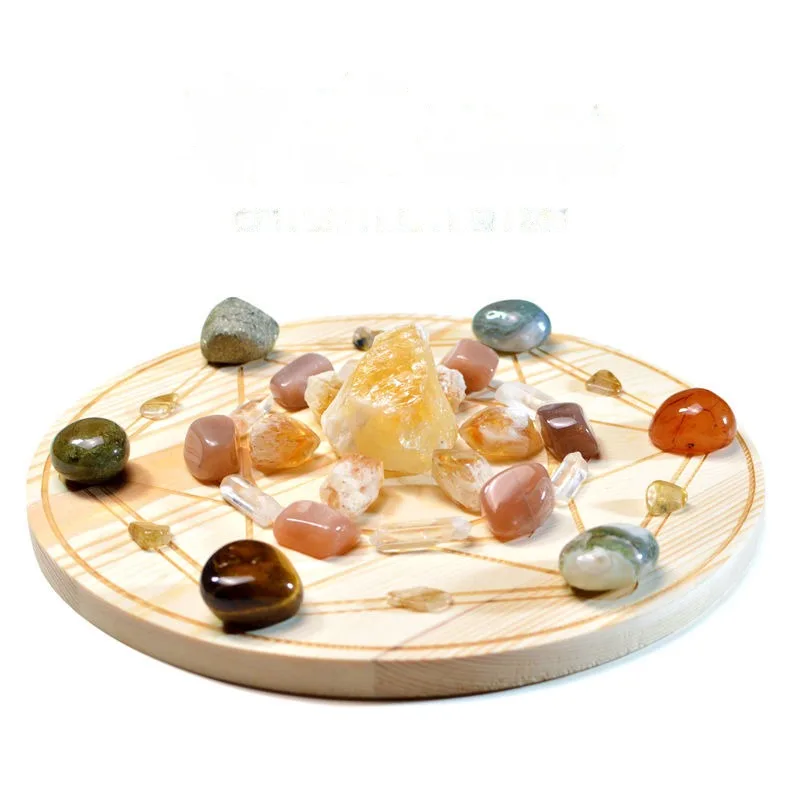 Crystal grid wealth matrix, yellow crystal, red chalcedony, natural good luck store, family wealth seeking ornaments